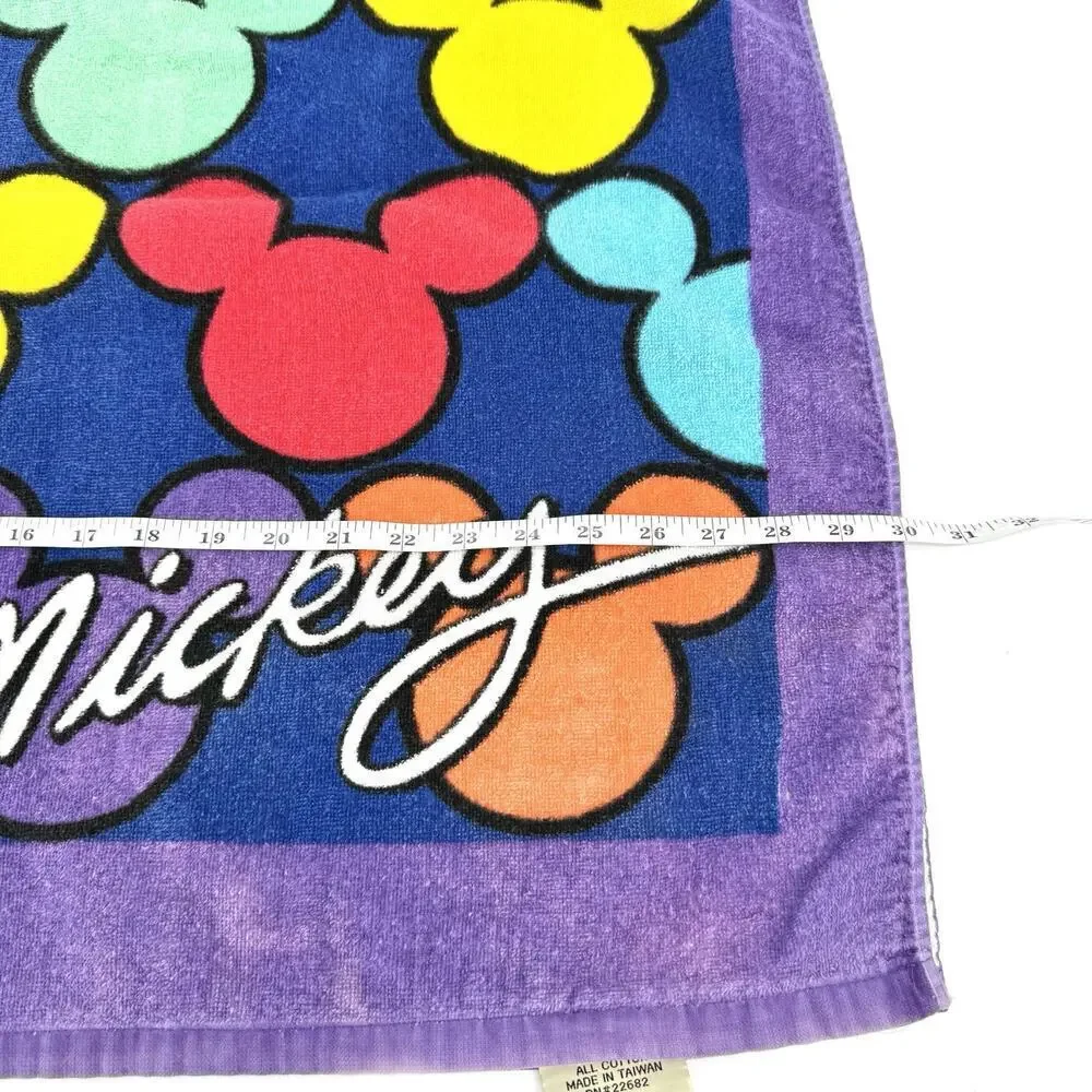 Vintage 90s Disney Mickey Silhouette All Over Print Beach Towel by Franco RARE!